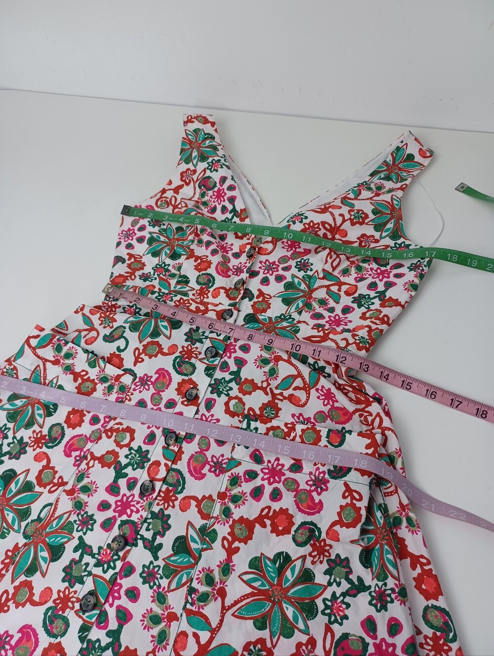 Saloni Zoey Floral Midi Dress Size 6 Cotton Sleeveless Pockets Button Front - Picture 13 of 16